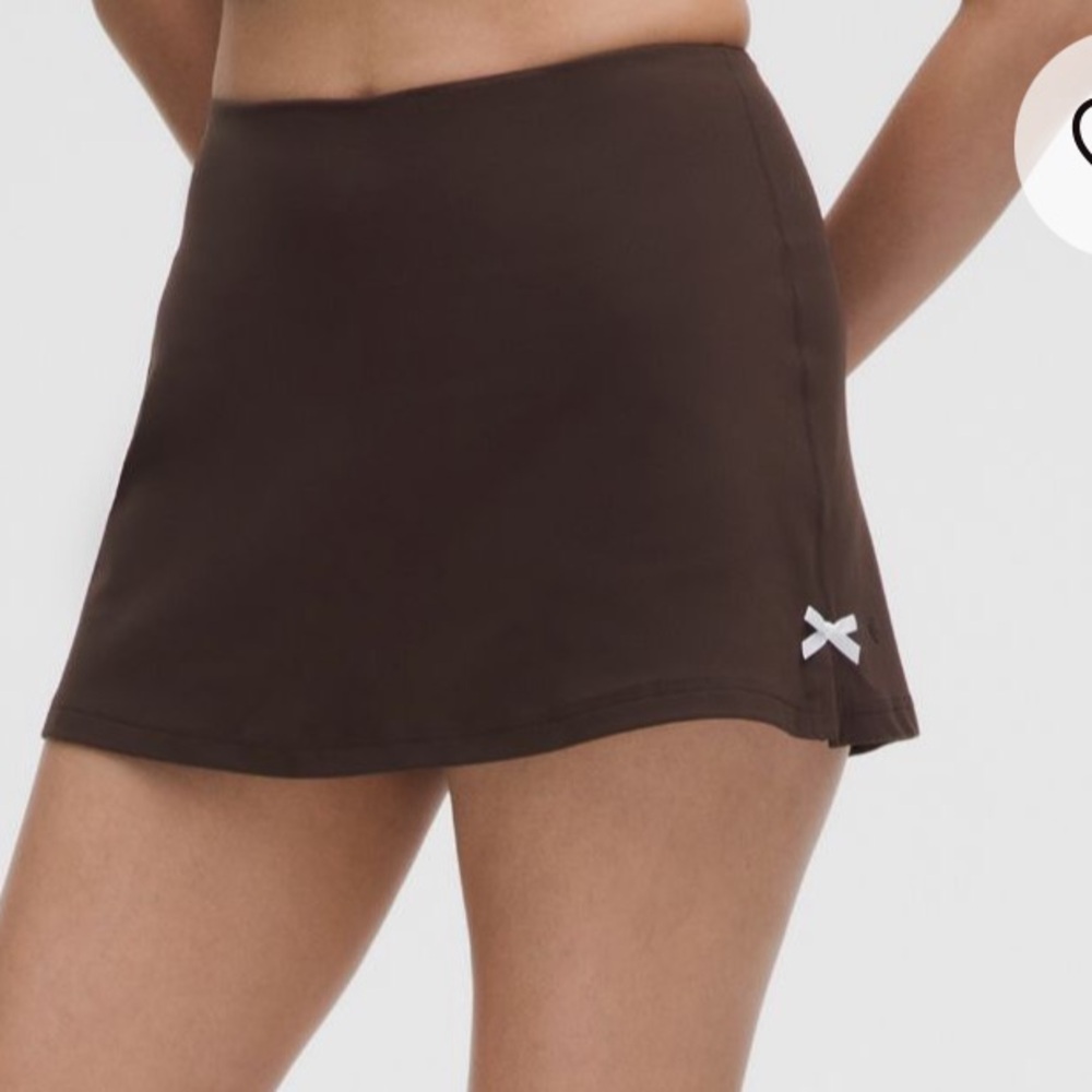 Nulu bow detail mini skirt ballet core set espresso